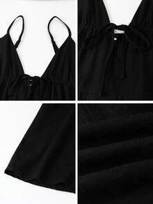 LilyHouse 女士夏季长裙，优雅时尚，海滩度假风，V 领吊带设计，适合日常约会、海滩度假、节日庆典、婚礼、优雅派对、毕业典礼和情人节等场合穿着。 - 黑色 - 查看 10