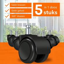 Office Chair Casters - Swivel Casters - Set Of 5 - Black - màu đen - Xem 1