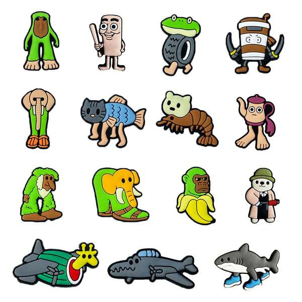 15Pcs Funny Cartoon Series DIY Charms For Shoe Key Chain Sandals Beach Bags, PVC Shoe Charms For Clogs Premium Quality Popular Decorations Accessories Great Gifts For Christmas, Birthday, Party