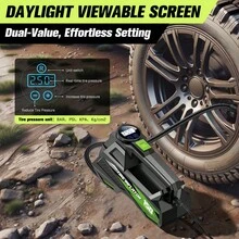 Carsun 轮胎充气机便携式空气压缩机轮胎气泵适用于汽车轮胎 - 汽车配件，150PSI 12V DC 自动泵带数字压力表，自行车应急 LED 灯，气球，绿色，汽车 - 有綫 - 查看 3