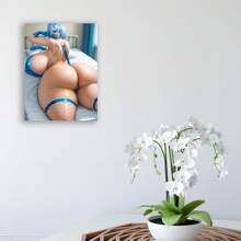 Framed 1pc Canvas 2D 1pc Canvas Poster Anime Sexy Girl Model Cosplay Art Print Home Decor Wall   For Home Decor, Pattern Wall Art, Living Room, Bedroom, Office, Restaurant, Valentine'S Day Gifts For Valentine's Day, Easter