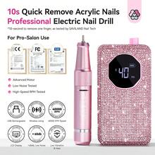 SAVILAND 40000 RPM Professional Nail Drill : Portable Diamond Nail Drill Kit Rechargeable 4000 MAh Electric Nail File For Thick Acrylic Nails With Ceramic Nail D Rill Bits Sanding Bands Nail Tech Salon - 粉色 - 查看 2