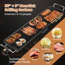 35'' Extra Large Electric Griddle W/ Adjustable Temperature Thermostats Drip Tray - Xem 7