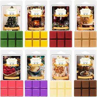 Autumn Scented Wax Melts, Scented Soy Wax Cubes Gift Set For WaxWarmer-Pumpkin Spice, Apple Cider, Apple Pie, Autumn Harvest,Cinnamon, Maple Syrup, Candy Corn, And Autumn Wreath, 1x3oz