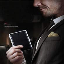 Slim 84mm Metal Cigarette Case 2-Pack Set - Premium Leather Cig Box For 20 Cigs With Magnetic Closure, Fashionable Smoking Accessories For Men & Women, Travel & Nightlife Essentials (Black & Brown) - 預設 - 查看 4