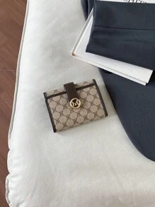 女士PU字母印花短款钱包多卡位大容量三折小钱包时尚便携小钱包户外女士零钱包迷你钱包零钱包秋季可爱钱包 - 彩色 - 查看 6