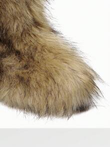 Women's Faux Fur Boot Furry Fluffy Round Toe Suede Winter Comfy Plush Warm Short Outdoor Indoor Flat Shoes Mid-Calf Boots Suitable For Party Festivals Brown Boots - 棕色 - 查看 8