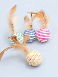 Cat Toys Random Color Ball Design Cat Teaser Toy For Cat For Interaction - Multicolor - View 7