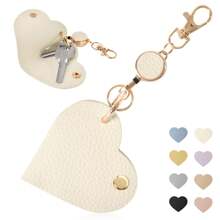 1 件仿皮心形钥匙扣个性化心形钥匙扣伸缩钥匙扣情人节礼物女士钱包迷你钱包钱包 - 彩色 - 查看 2