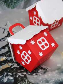 12pcs/Pack Christmas Candy Cookie Handbag Box, Christmas House Party Gift Box Christmas Pajamas Gifts Christmas Decor - Multicolor - View 9
