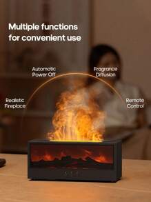 kinscoter 1PC USB 150ml Mini Fireplace Diffuser Ultrasonic Flame Humidifier Portable Bonfire Essential Oil Aromatherapy Diffuser With LED Light & Remote Control For Home Office Gifts