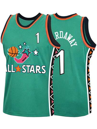 Atonmore Men's Basketball Jersey 1 Green Embroidered And Sewn Basketball Shirt, Sleeveless Vest Casual Sports Shirt