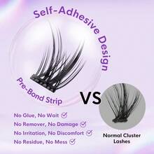 [110 片] GENIELASH 无胶燕子睫毛 适合初学者自粘睫毛 自然假睫毛 无需胶水 睫毛簇、睫毛簇、单根睫毛、睫毛、假睫毛 - 紫色 - 查看 7