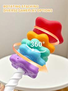 彩虹塔旋转堆叠玩具，彩色套圈，儿童益智早教玩具积木形状匹配，色彩识别，手眼协调和旋转拼图，生日、圣诞节或万圣节的完美礼物，适合男孩和女孩，适合返校季、万圣节、圣诞节