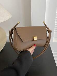 Retro Lightweight,Business Casual Chocolate Brown Flap Bag Vintage PU For Teen Girls Women College Students,Rookies & White-Collar Workers Perfect For Office,College,Work ,Business,Commute,Outdoors, Travel, Outings - Brown - View 4