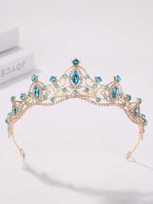1 pièce Bandeau à couronne de princesse 3D avec strass pour femmes, accessoire de cheveux élégant pour anniversaire