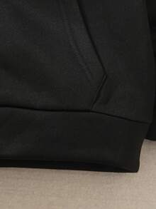 2024 New Autumn/Winter Heart Print Casual Versatile Thermal Lined Zip-Up Sweatshirt For Tween Girls - Black - View 6