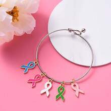 10/30/50 buc Pandantiv din aliaj de zinc cu panglică de satin cu o singură față, potrivit pentru brățări DIY de conștientizare a cancerului de sân, coliere, brelocuri, accesorii de bijuterii