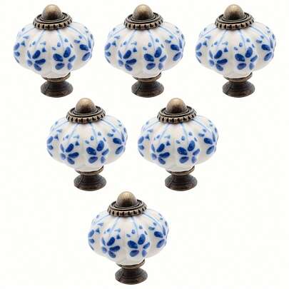 4/6/8/12 piezas Perilla de porcelana con diseño de calabaza, perilla vintage para tocador, tirador de cajón estilo antiguo con tornillos, para armario, cajón, gabinete y proyectos de bricolaje en el hogar