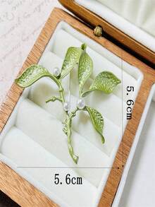 1pc Green Lacquered Crafted Pearl Wreath, Blueberry, Resin Lily Of The Valley Brooch, Plant Series - Thorn, Calla Lily, Wheat, Dew Branch Leaf, Rose, Cornflower, Fruit Series - Lemon, Cherry, Grape Shape Pin, Suitable For Women's Daily Wear, Birthday Party, Banquet - Green - View 25