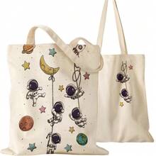 Aesthetic Canvas Tote Bag For Women - Sturdy Cloth Cotton Totes Bag With Pattern Shoulder Bag