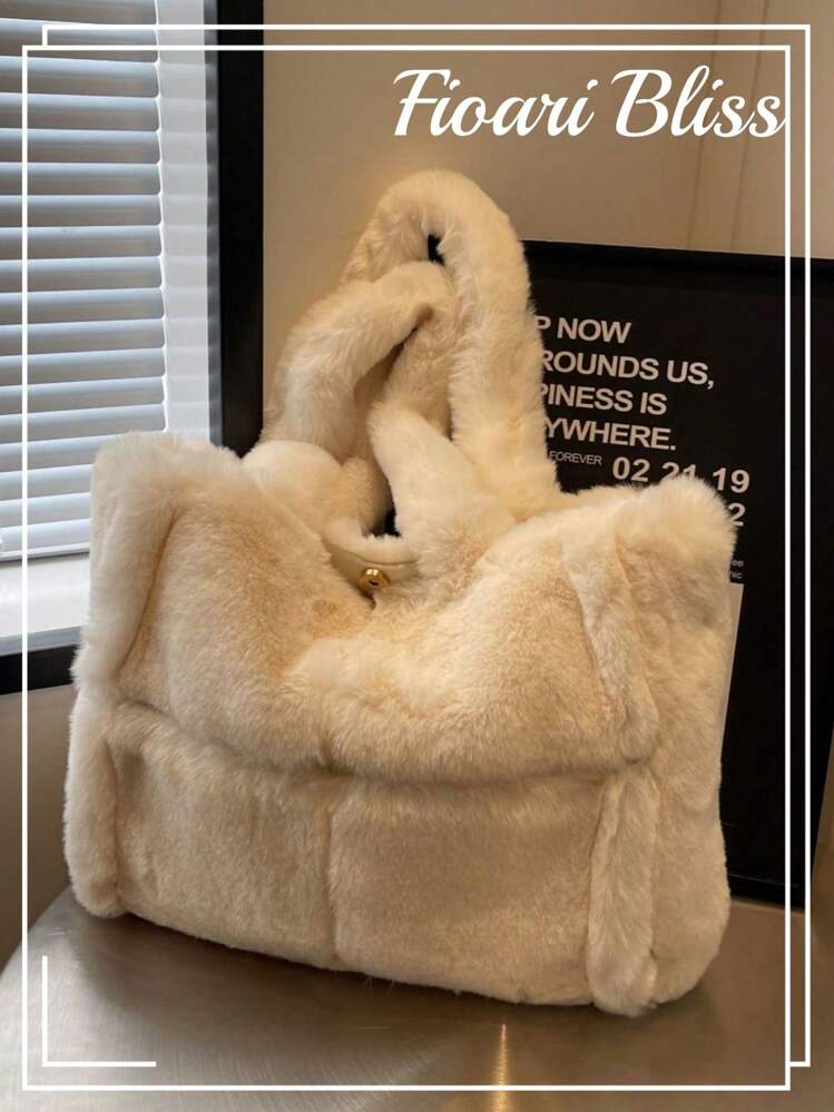 Grand sac à main en peluche pour femmes, sac fourre-tout polyvalent en fourrure, automne/hiver 2025, sac à épaule pour le trajet domicile-travail