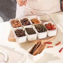 4/8 Grid Portable Snack Platters Organizer Divided Serving Tray With Lid And Handle With Reusable Snack Box Home Decor - Multicolor - View 6