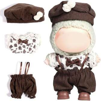 Clothes For Labubu Outfits,Clothes Set For 17cm Lububu Doll,3 Pieces Set Hat Clothing For Doll, Boys And Girls Stylish Adorable Dolls Clothes Accessories (No Doll)