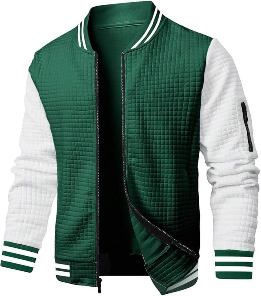 Mens Casual Lightweight CoatChristmas MQ4K - 綠白 - 查看 1