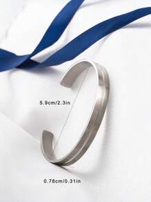 1pc Minimalist Business Style Stainless Steel Matte Geometric Oval Bangle Bracelet, Unisex Daily Wear