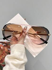 1pc Classic Fashion Aviator Glasses For Men & Women, Metal Double Bridge Large Frame, Essential For Travel, Beach, Campfire Party, Gift, Retro Street Style, Driving, Outdoor, Party, Stage Performance, Back To School Season, Holiday Accessory - Multicolor - View 20