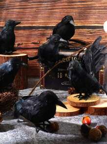 6pcs Halloween Simulation Black Crow Feather Crow Halloween Decoration Crow Garden Props Decoration,Christmas