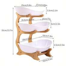 1 szt., Materiał naturalny, Stojak na owoce 2/3-poziomowy, Dwuwarstwowa miska na owoce w skandynawskim stylu luksusowym, Kreatywny element ekspozycji słodyczy do salonu, Taca na przekąski do domu