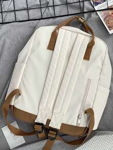 大容量简约二合一手提包和背包 - 米色 - 查看 4