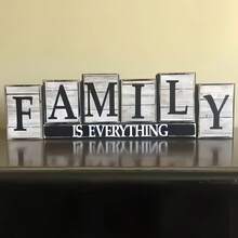 Family Is Everything, Rustic Wooden Sign, 3D Block Font, Home & Fireplace Wall Decor, Holiday Wall Art, No Electricity Required - Multicolor - View 2