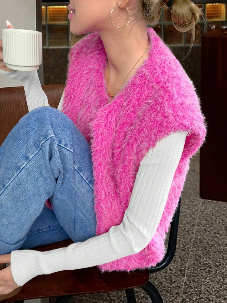 Femmes grande taille Top décontracté polyvalent et confortable en couleur unie Veste de printemps - Rose pâle - Voir 7