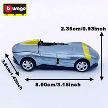 Burago 1 Stück Miniatur Legierung  SP1 Simulationsmodell Auto, reibungslos rollend mit Federung, öffnbare Heckklappe, Gummireifen, realistisches Sammlerstück, Dekoration für Zuhause oder Auto, Geschenk für Freund, Halloween, Weihnachten, Geburtstag
