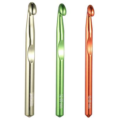 1/3pcs Large Crochet Hook, 15mm 12mm 10mm Aluminum Crochet Big Huge Crochet Hooks For Chunky Yarn Crochet Needles Big Standard Size Crochet Hooks