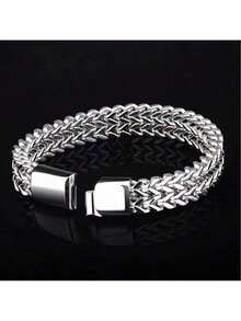 2pcs Minimalist Solid Color Stainless Steel Chain Necklace & Bracelet Set For Men, Hip Hop Fashion Jewelry, Versatile Match, Christmas, Valentine's Day, New Year Gift - 金色 - 查看 6