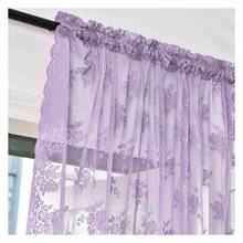 Purple Lace Curtains 96 Inches Long 2 Panels Rustic Floral Cottagecore Lavender Sheer Curtains For Living Room Decor, Rod Pocket Privacy Light Filtering Sheer Window Drapes, 52 X 96 Inch IJNIHPL - 多色246 - 查看 3