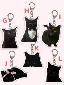 1 件可爱亚克力黑猫钥匙扣、指甲猫钥匙扣/美女猫钥匙扣/蝴蝶结猫钥匙扣/战士猫钥匙扣/淘气猫钥匙扣。非常适合男朋友、女朋友、家庭成员、友谊钥匙扣/女士钥匙扣/包包挂饰/钥匙扣汽车配件学校哥特 Y2k 万圣节配饰教师节圣诞节礼物创意