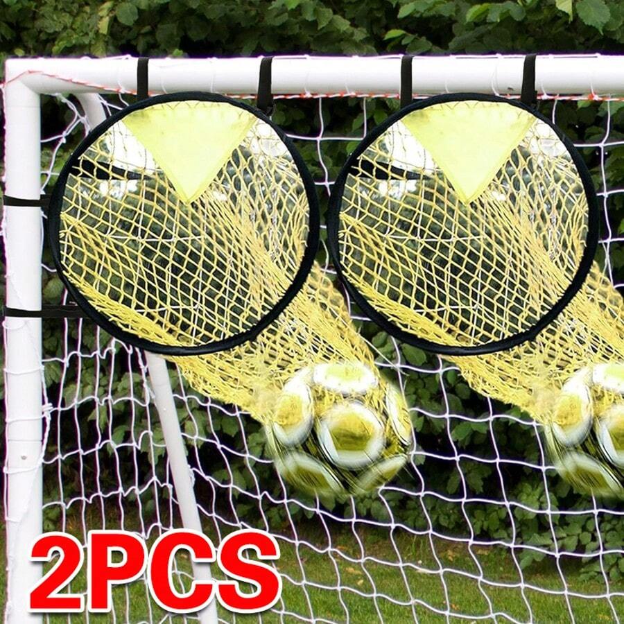 2pcs Football Net Soccer Top Bins Soccer Target Goal For Kicking Accuracy Training - Yellow - View 1
