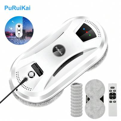  PuRuiKai Smart Window Cleaning Robot – Auto Glass Cleaner With Remote & Edge Detection HCR-02 Glass Cleaning Robot & Window Washer