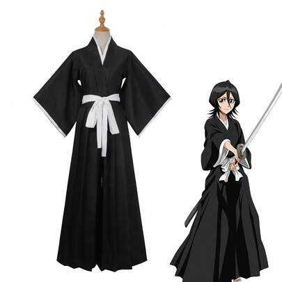 Bleach Kuchiki Rukia Cosplay Costumes Kurosaki Ichigo Die Pa Soul Society Shinigami Kimono Full Outfit Thousand-Year Blood War ,Halloween Costume