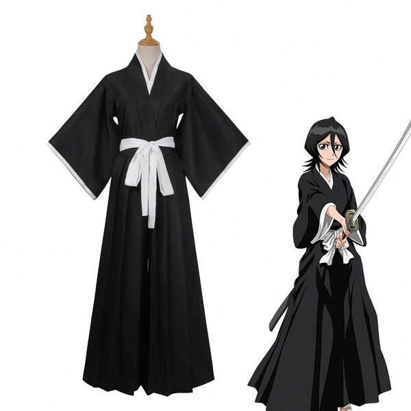 Bleach Kuchiki Rukia Cosplay Costumes Kurosaki Ichigo Die Pa Soul Society Shinigami Kimono Full Outfit Thousand-Year Blood War ,Halloween Costume