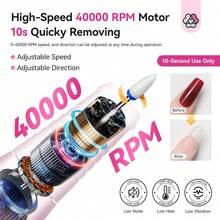 SAVILAND 40000 RPM Professional Nail Drill : Portable Diamond Nail Drill Kit Rechargeable 4000 MAh Electric Nail File For Thick Acrylic Nails With Ceramic Nail D Rill Bits Sanding Bands Nail Tech Salon - 粉色 - 查看 3