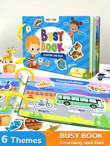 beartale 1 Libro interactivo para niños, incluye cuaderno de actividades, tarjetas flash sensoriales educativas, juguetes Montessori, que cubren temas como el Body, las emociones, la comida, los vehículos, los animales de granja, el espacio, ayuda a desarrollar habilidades cognitivas, juguete preescolar, juguete de viaje, regalo para niñas, niños, útiles escolares, materiales de aprendizaje, adecuado para verano/vuelta al colegio - Multicolor - Ver 2