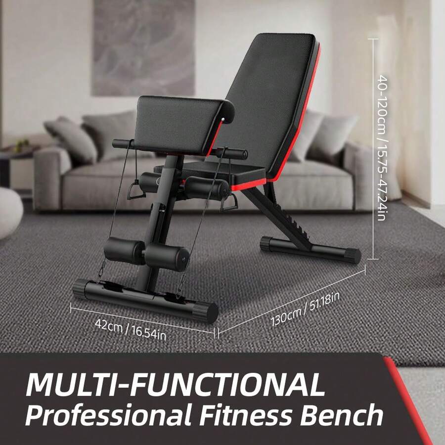 DDCAQIOUA Banc de musculation réglable pour la musculation à domicile, banc pliable pour développé couché, soulevé de terre et entraînement complet du corps. - Noir - Voir 1