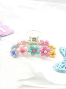 1 件糖果色 5 瓣花爪夹，甜美闪亮发爪发夹发夹发夹发夹发夹，海滩配饰秋冬发饰女士度假装扮女士