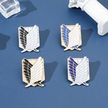 4 件复古进击的巨人调查兵团自由之翼金属胸针，动漫主题羽毛图腾徽章，复古日式背包别针，服装装饰，动漫收藏 - 彩色 - 查看 12